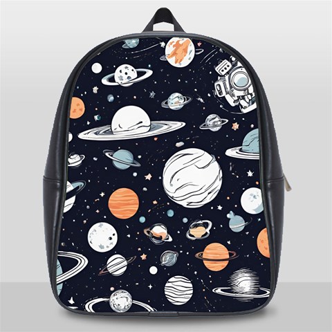 Space Galaxy Universe Stars Sky School Bag (Large) from ArtsNow.com Front