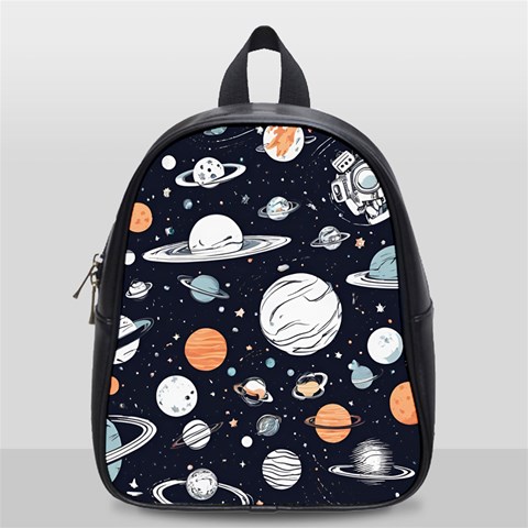 Space Galaxy Universe Stars Sky School Bag (Small) from ArtsNow.com Front