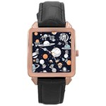 Space Galaxy Universe Stars Sky Rose Gold Leather Watch 