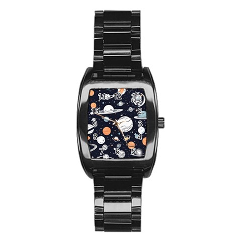 Space Galaxy Universe Stars Sky Stainless Steel Barrel Watch from ArtsNow.com Front