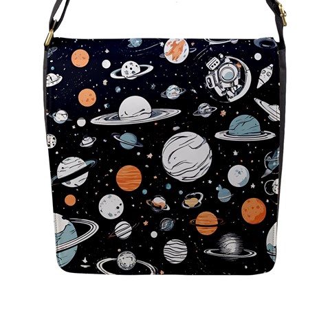 Space Galaxy Universe Stars Sky Flap Closure Messenger Bag (L) from ArtsNow.com Front