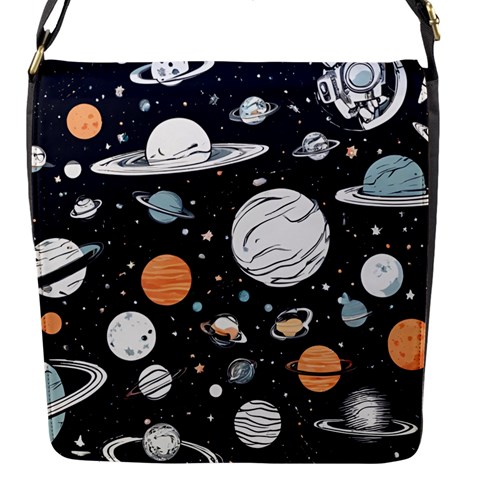 Space Galaxy Universe Stars Sky Flap Closure Messenger Bag (S) from ArtsNow.com Front