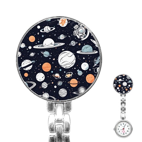 Space Galaxy Universe Stars Sky Stainless Steel Nurses Watch from ArtsNow.com Front