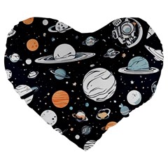 Space Galaxy Universe Stars Sky Large 19  Premium Flano Heart Shape Cushions from ArtsNow.com Front