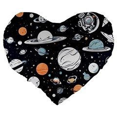 Space Galaxy Universe Stars Sky Large 19  Premium Flano Heart Shape Cushions from ArtsNow.com Back