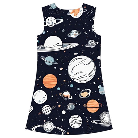 Space Galaxy Universe Stars Sky Kids  Short Sleeve Velvet Dress from ArtsNow.com Back