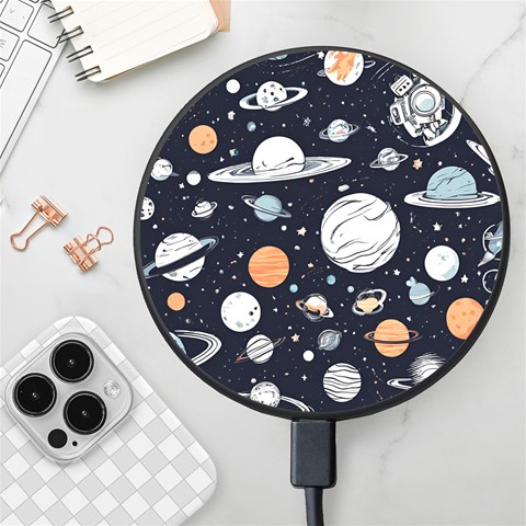 Space Galaxy Universe Stars Sky Wireless Fast Charger(Black) from ArtsNow.com Front