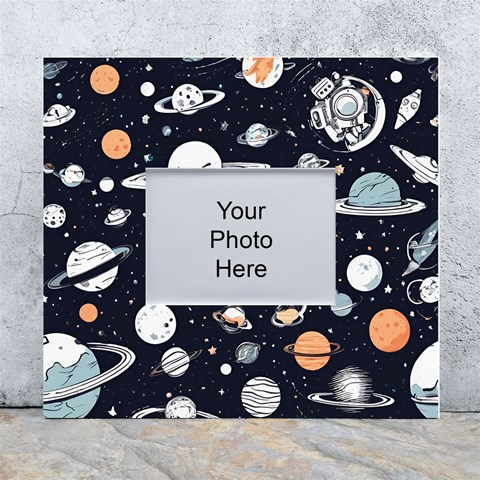 Space Galaxy Universe Stars Sky White Wall Photo Frame 5  x 7  from ArtsNow.com Front