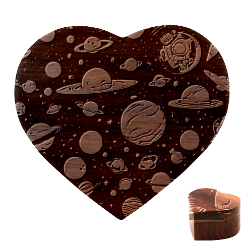 Space Galaxy Universe Stars Sky Heart Wood Jewelry Box from ArtsNow.com Front