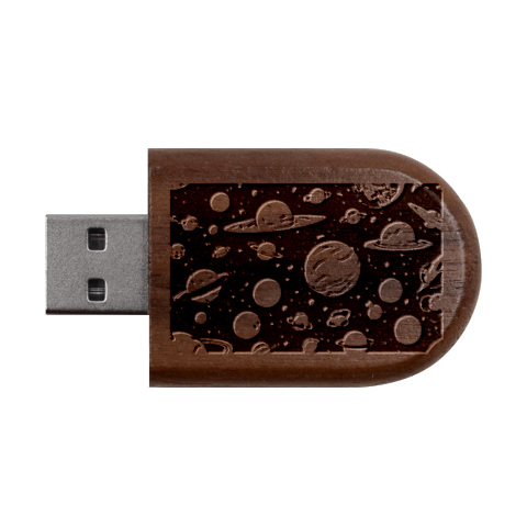 Space Galaxy Universe Stars Sky Wood Oval USB Flash Drive from ArtsNow.com USB