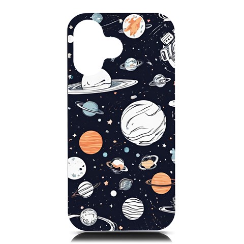 Space Galaxy Universe Stars Sky iPhone 16 Black UV Print PC Hardshell Case from ArtsNow.com Front