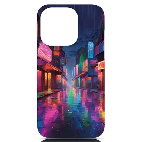 Abstract City Scape iPhone 14 Pro Black UV Print PC Hardshell Case from ArtsNow.com Front