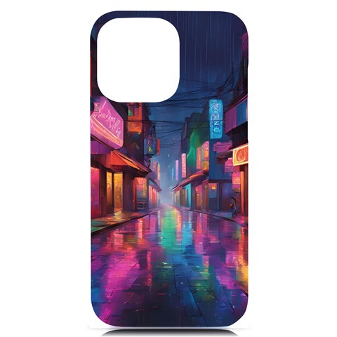 Abstract City Scape iPhone 14 Pro Max Black UV Print PC Hardshell Case from ArtsNow.com Front