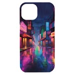 Abstract City Scape iPhone 15 Black UV Print PC Hardshell Case