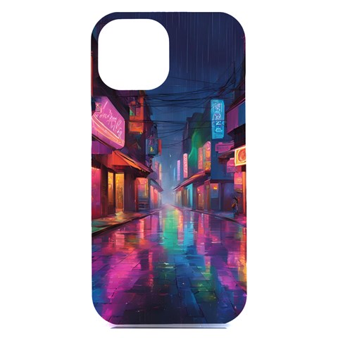 Abstract City Scape iPhone 15 Plus Black UV Print PC Hardshell Case from ArtsNow.com Front