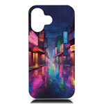 Abstract City Scape iPhone 16 Black UV Print PC Hardshell Case