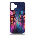 Abstract City Scape iPhone 16 Plus Black UV Print PC Hardshell Case