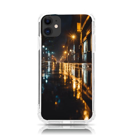 Rainy City Street iPhone 11 TPU UV Print Case from ArtsNow.com Front