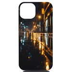 Rainy City Street iPhone 14 Black UV Print PC Hardshell Case