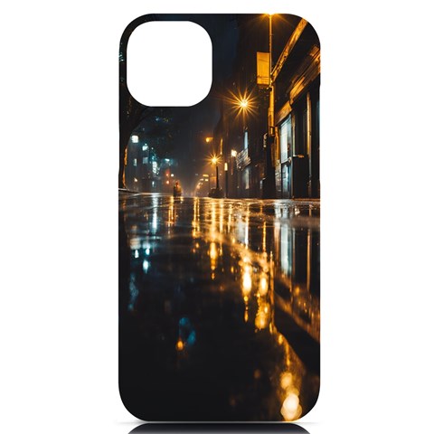 Rainy City Street iPhone 14 Plus Black UV Print PC Hardshell Case from ArtsNow.com Front