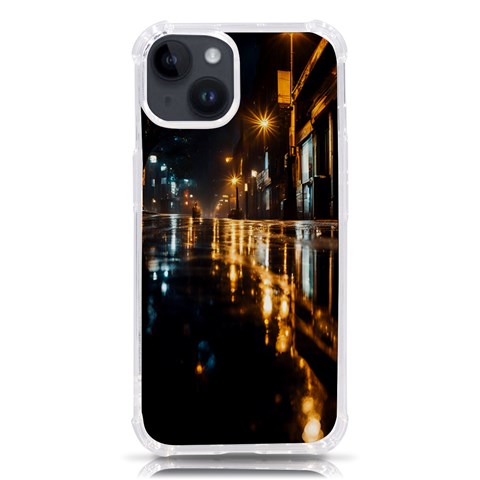 Rainy City Street iPhone 14 TPU UV Print Case from ArtsNow.com Front