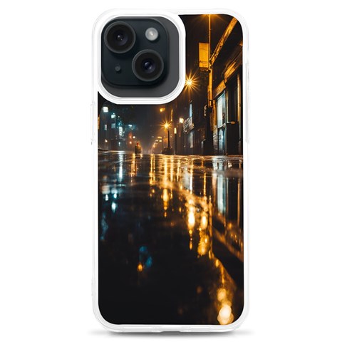 Rainy City Street iPhone 15 Plus TPU UV Print Case from ArtsNow.com Front