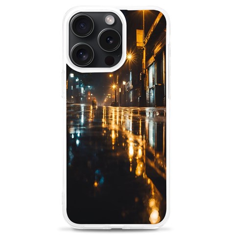 Rainy City Street iPhone 15 Pro Max TPU UV Print Case from ArtsNow.com Front