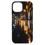 Rainy City Street iPhone 15 Black UV Print PC Hardshell Case