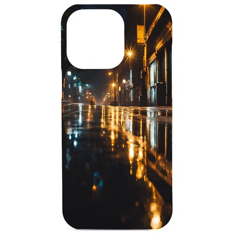 Rainy City Street iPhone 15 Pro Max Black UV Print PC Hardshell Case from ArtsNow.com Front