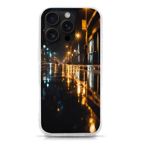 Rainy City Street iPhone 16 Pro TPU UV Print Case from ArtsNow.com Front