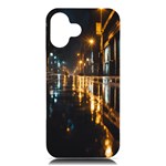 Rainy City Street iPhone 16 Plus Black UV Print PC Hardshell Case