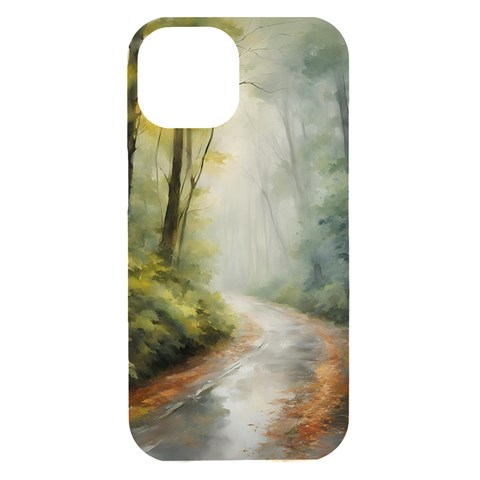 Woods path  iPhone 15 Black UV Print PC Hardshell Case from ArtsNow.com Front