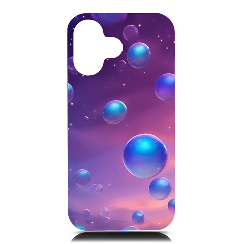 Bubbles iPhone 16 Black UV Print PC Hardshell Case from ArtsNow.com Front