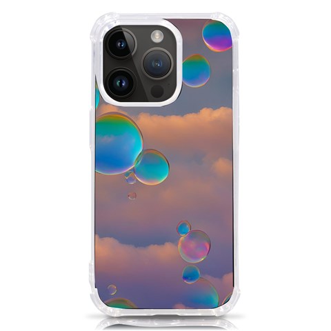 Clouds and Bubbles iPhone 14 Pro TPU UV Print Case from ArtsNow.com Front