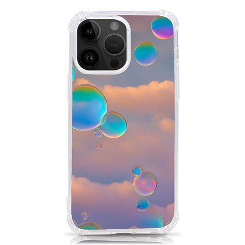 Clouds and Bubbles iPhone 14 Pro Max TPU UV Print Case from ArtsNow.com Front