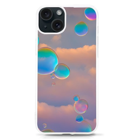 Clouds and Bubbles iPhone 15 TPU UV Print Case from ArtsNow.com Front