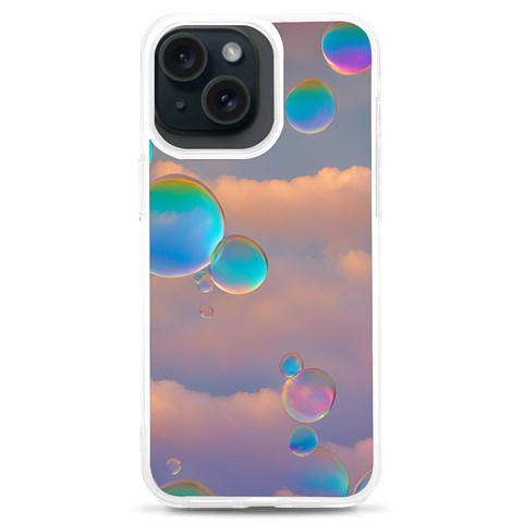 Clouds and Bubbles iPhone 15 Plus TPU UV Print Case from ArtsNow.com Front