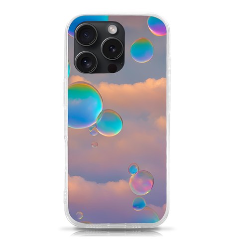 Clouds and Bubbles iPhone 15 Pro TPU UV Print Case from ArtsNow.com Front