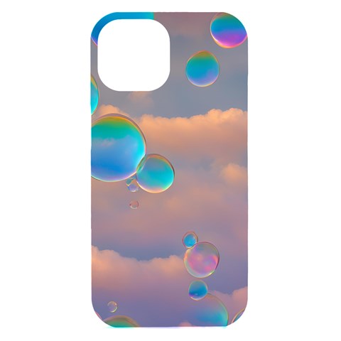 Clouds and Bubbles iPhone 15 Black UV Print PC Hardshell Case from ArtsNow.com Front