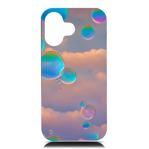 Clouds and Bubbles iPhone 16 Black UV Print PC Hardshell Case from ArtsNow.com Front