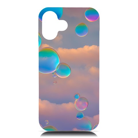 Clouds and Bubbles iPhone 16 Plus Black UV Print PC Hardshell Case from ArtsNow.com Front