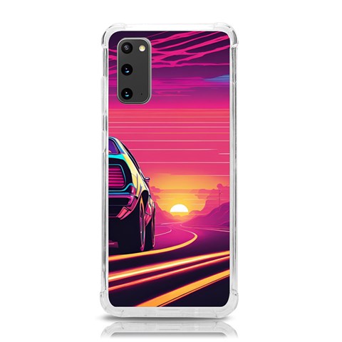 Retrowave Sunset Samsung Galaxy S20 6.2 Inch TPU UV Case from ArtsNow.com Front