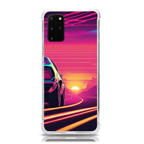 Retrowave Sunset Samsung Galaxy S20 Plus 6.7 Inch TPU UV Case from ArtsNow.com Front