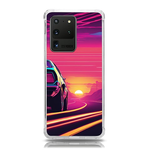 Retrowave Sunset Samsung Galaxy S20 Ultra 6.9 Inch TPU UV Case from ArtsNow.com Front