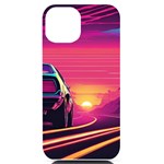 Retrowave Sunset iPhone 14 Black UV Print PC Hardshell Case