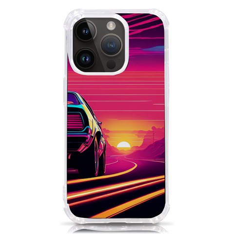 Retrowave Sunset iPhone 14 Pro TPU UV Print Case from ArtsNow.com Front