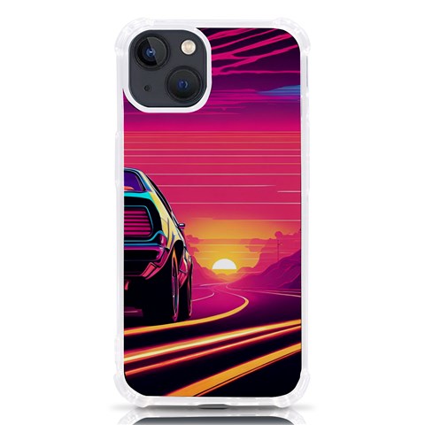 Retrowave Sunset iPhone 13 TPU UV Print Case from ArtsNow.com Front