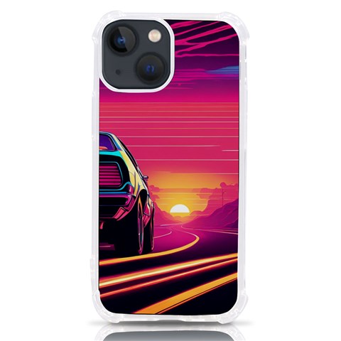 Retrowave Sunset iPhone 13 mini TPU UV Print Case from ArtsNow.com Front