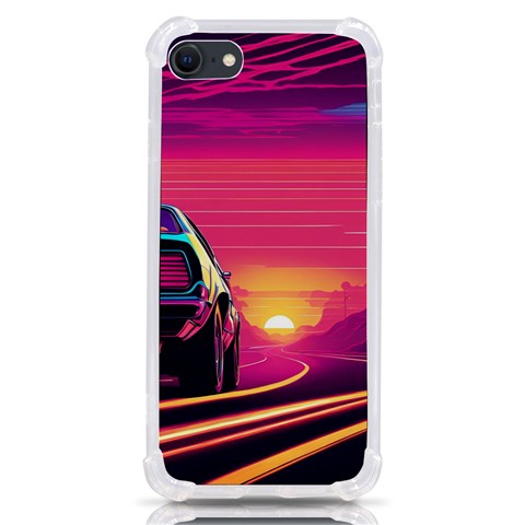 Retrowave Sunset iPhone SE from ArtsNow.com Front