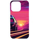 Retrowave Sunset iPhone 15 Pro Max Black UV Print PC Hardshell Case